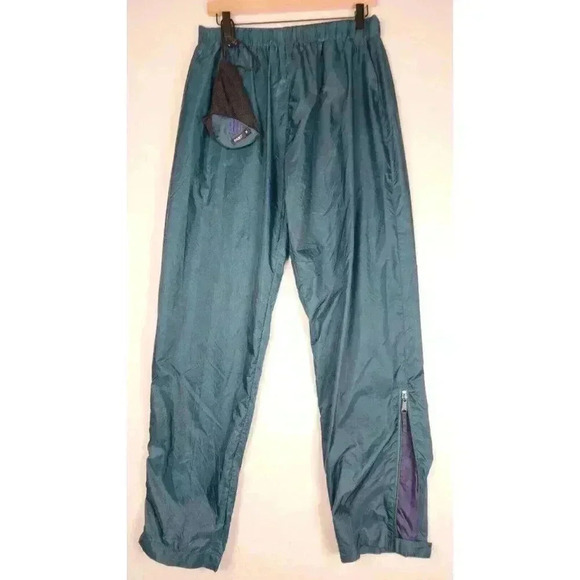 West‎ Marine Unisex Rain Pants Med. Packable Green Drawstring Waist Gusset Ankle - Picture 1 of 16